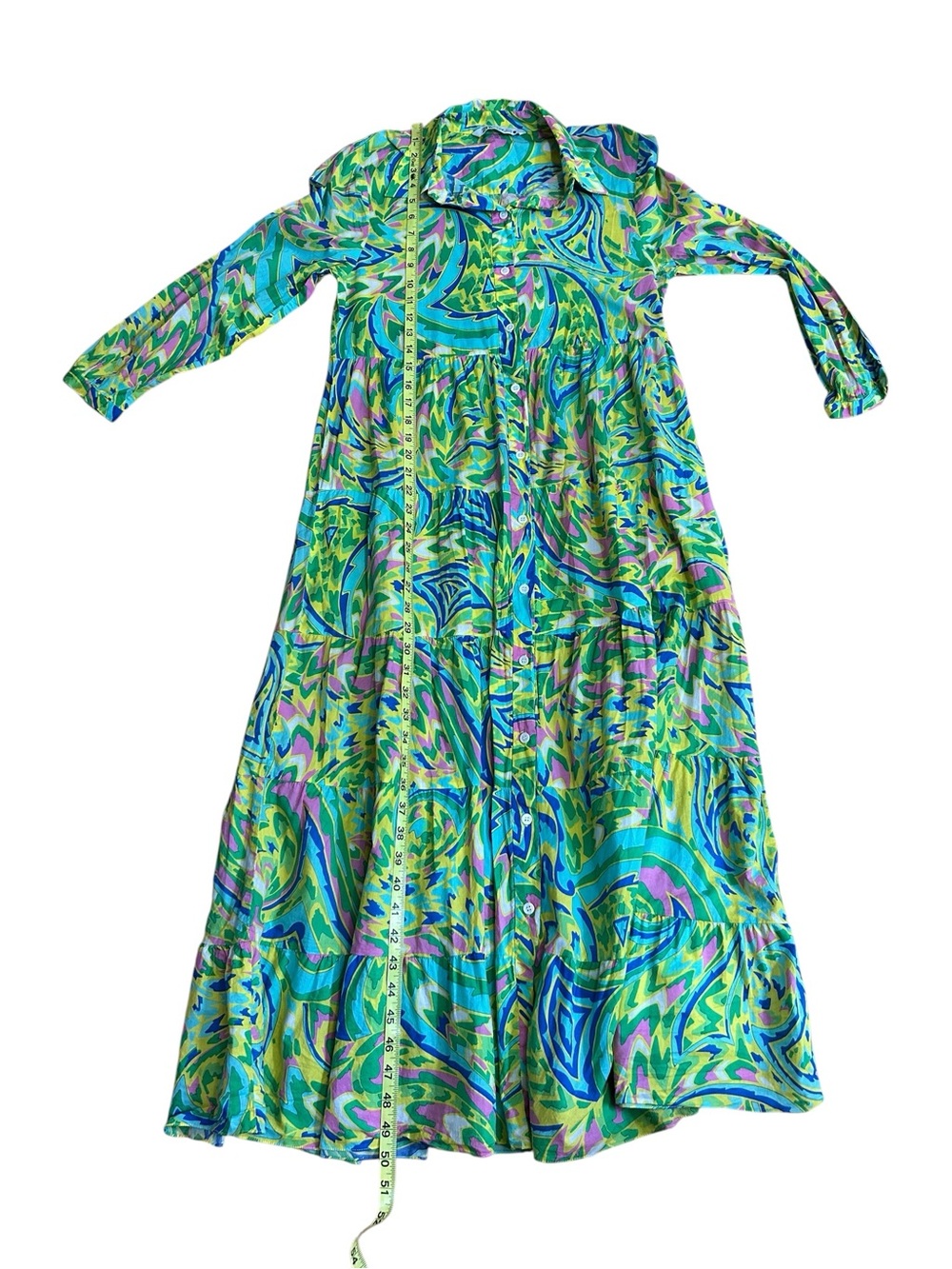 ZARA 100% cotton AOP Colorful Button Up Midi Dress size medium - Picture 10 of 10